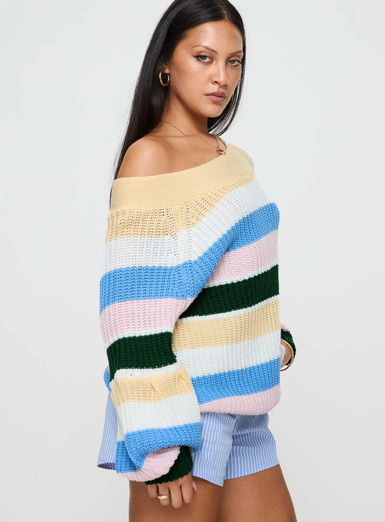 Sevyn Stripe Off The Shoulder Jumper Multi