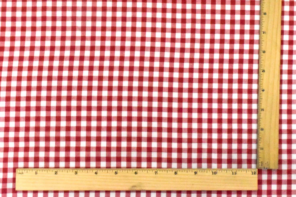 Simple Red-White Check Polyester Gingham Woven Fabric