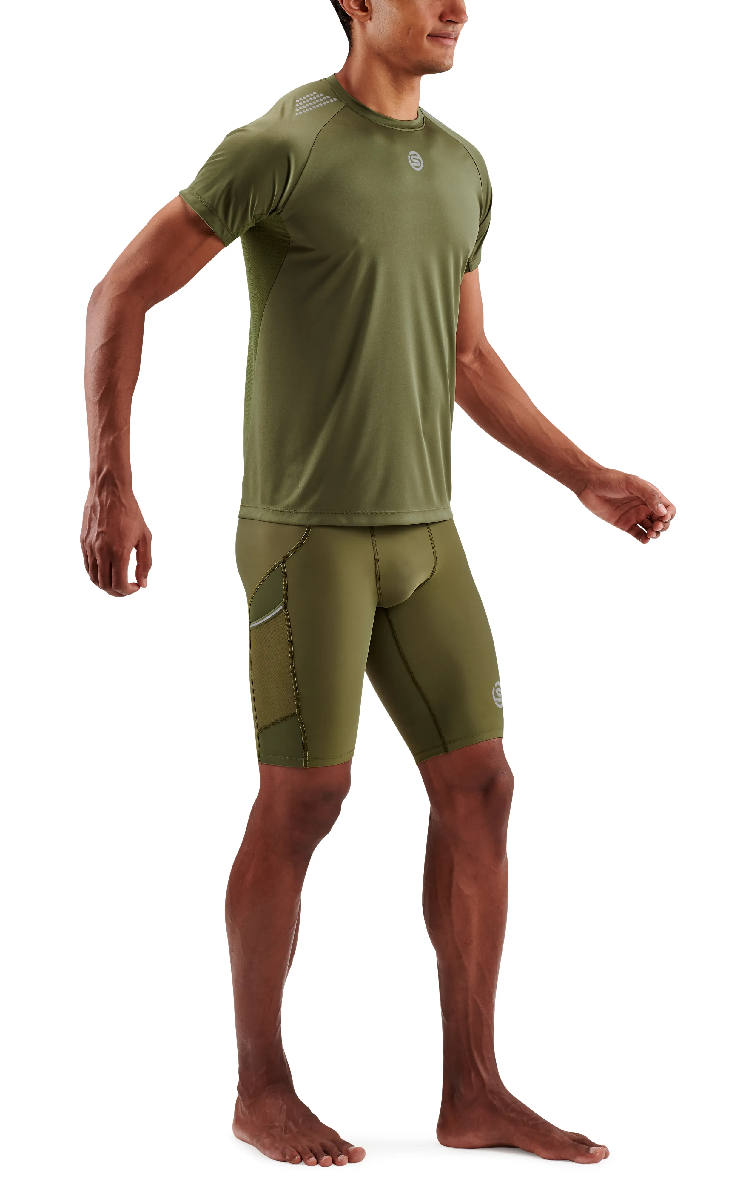 SKINS Men's Activewear Short sleeve Top 3-Series - Khaki