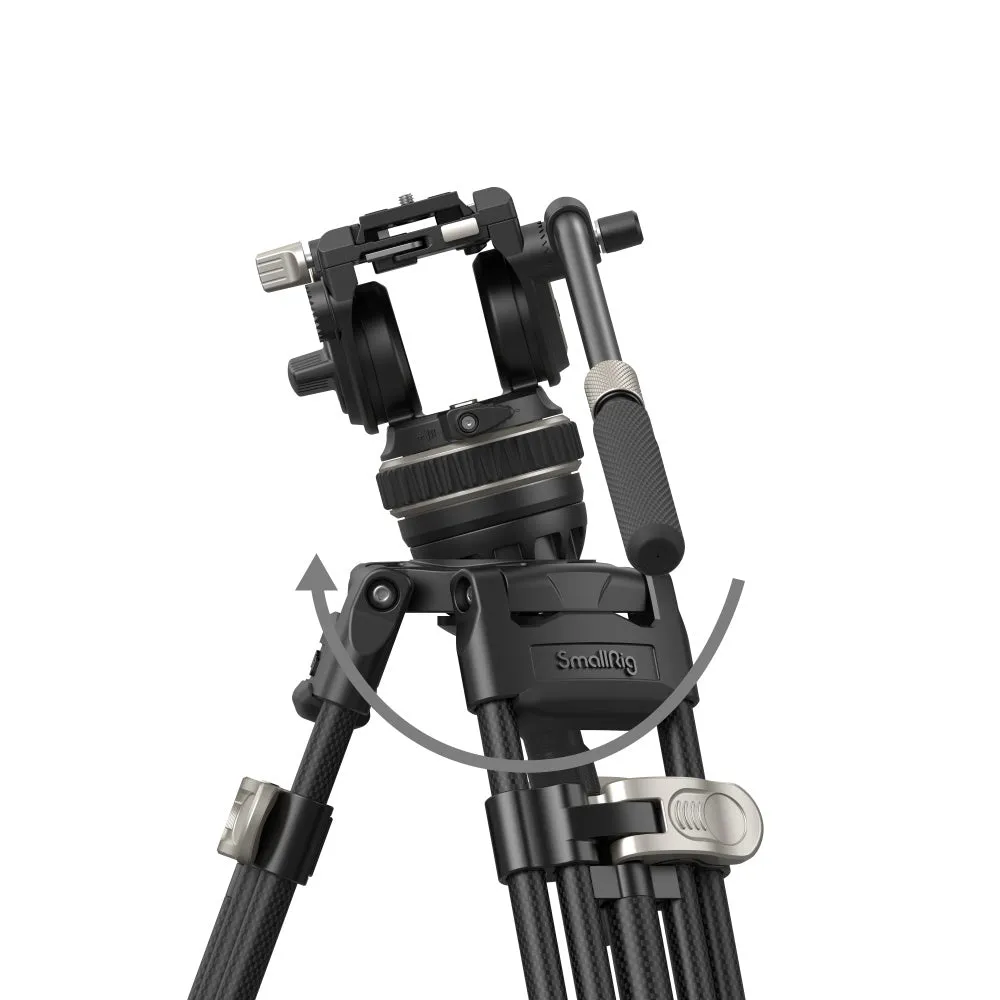 SmallRig FreeBlazer AD-100 Heavy-Duty Carbon Fiber Professional Tripod Kit with DH10 Fluid Video Head, 360° 90°/-60° Pan & Tilt Control, Manfrotto and DJU RS Quick Release Plates, 197cm Max Adjustable Height, 10kg Max Load Capacity | 3989