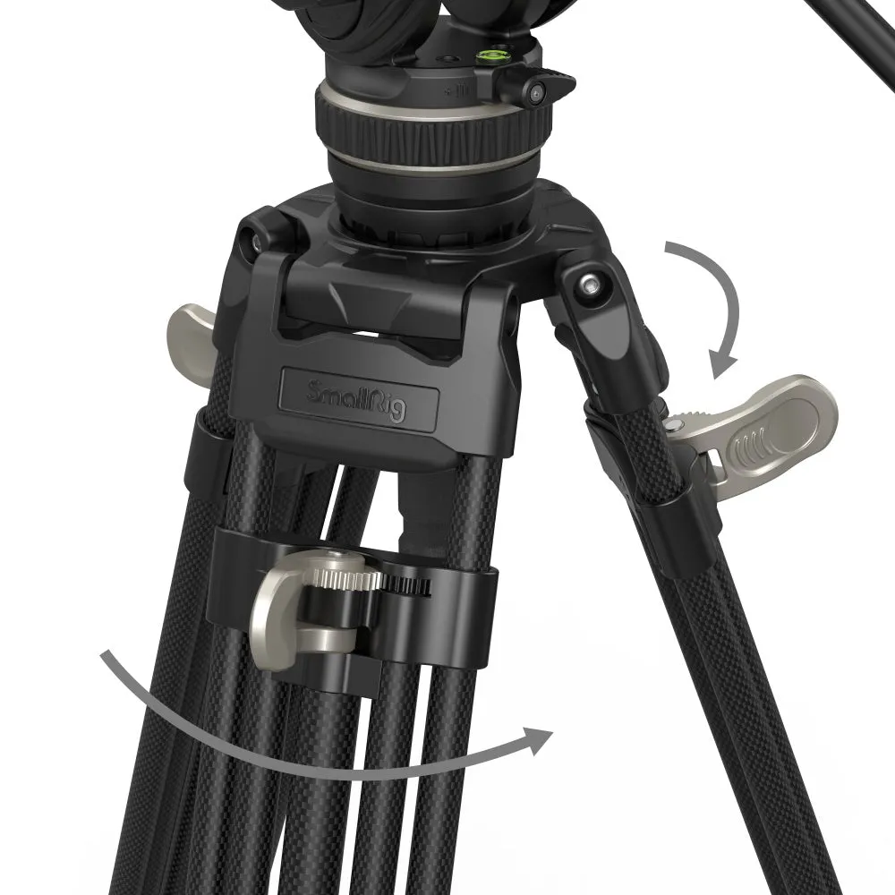 SmallRig FreeBlazer AD-100 Heavy-Duty Carbon Fiber Professional Tripod Kit with DH10 Fluid Video Head, 360° 90°/-60° Pan & Tilt Control, Manfrotto and DJU RS Quick Release Plates, 197cm Max Adjustable Height, 10kg Max Load Capacity | 3989