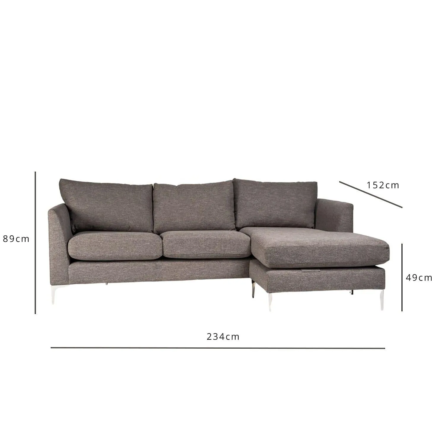 Taylor L-Shaped Chaise Sofa - Charcoal Grey