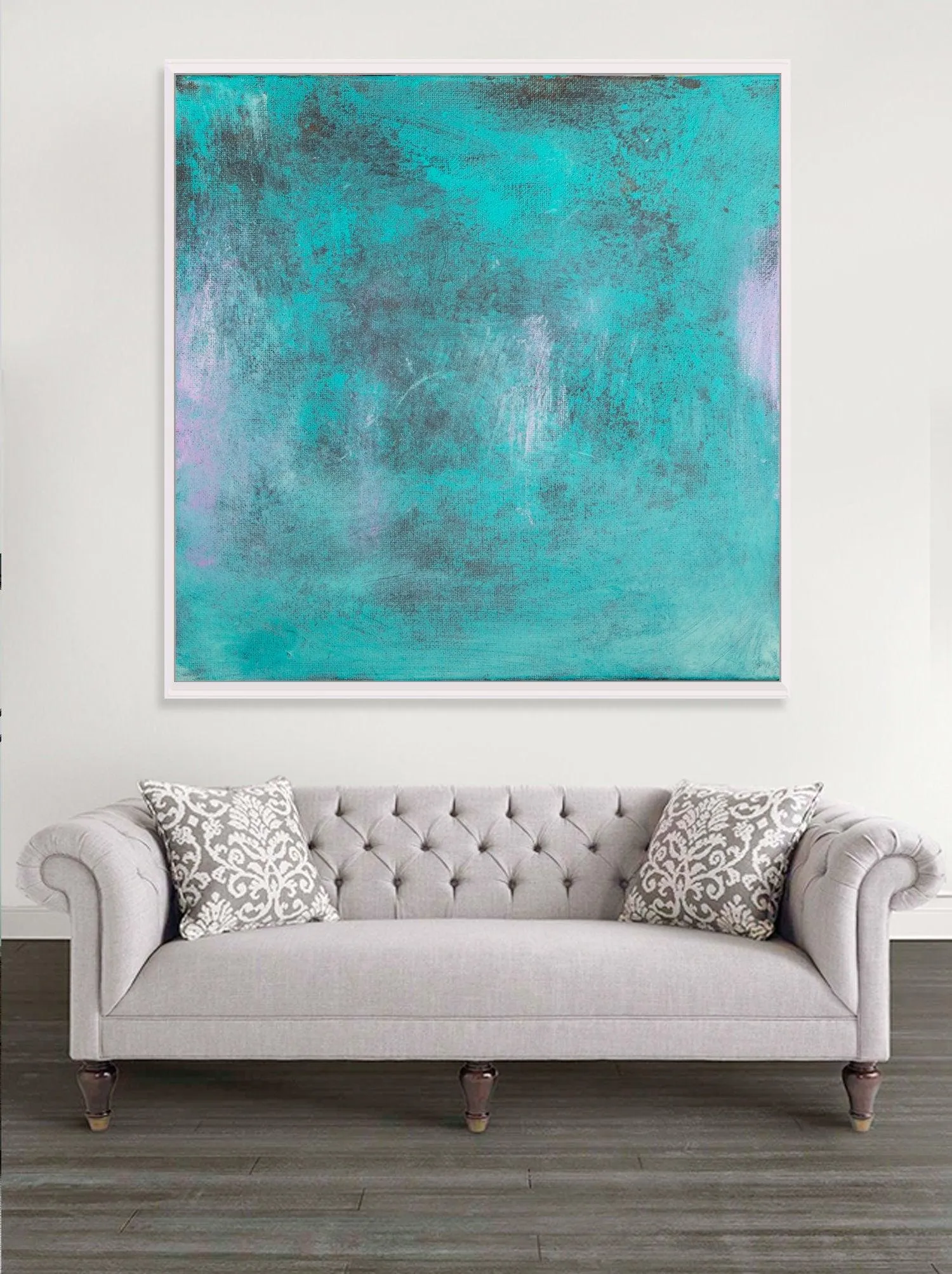 Teal original art,  Living Room Wall Art canvas extra large wall art painting