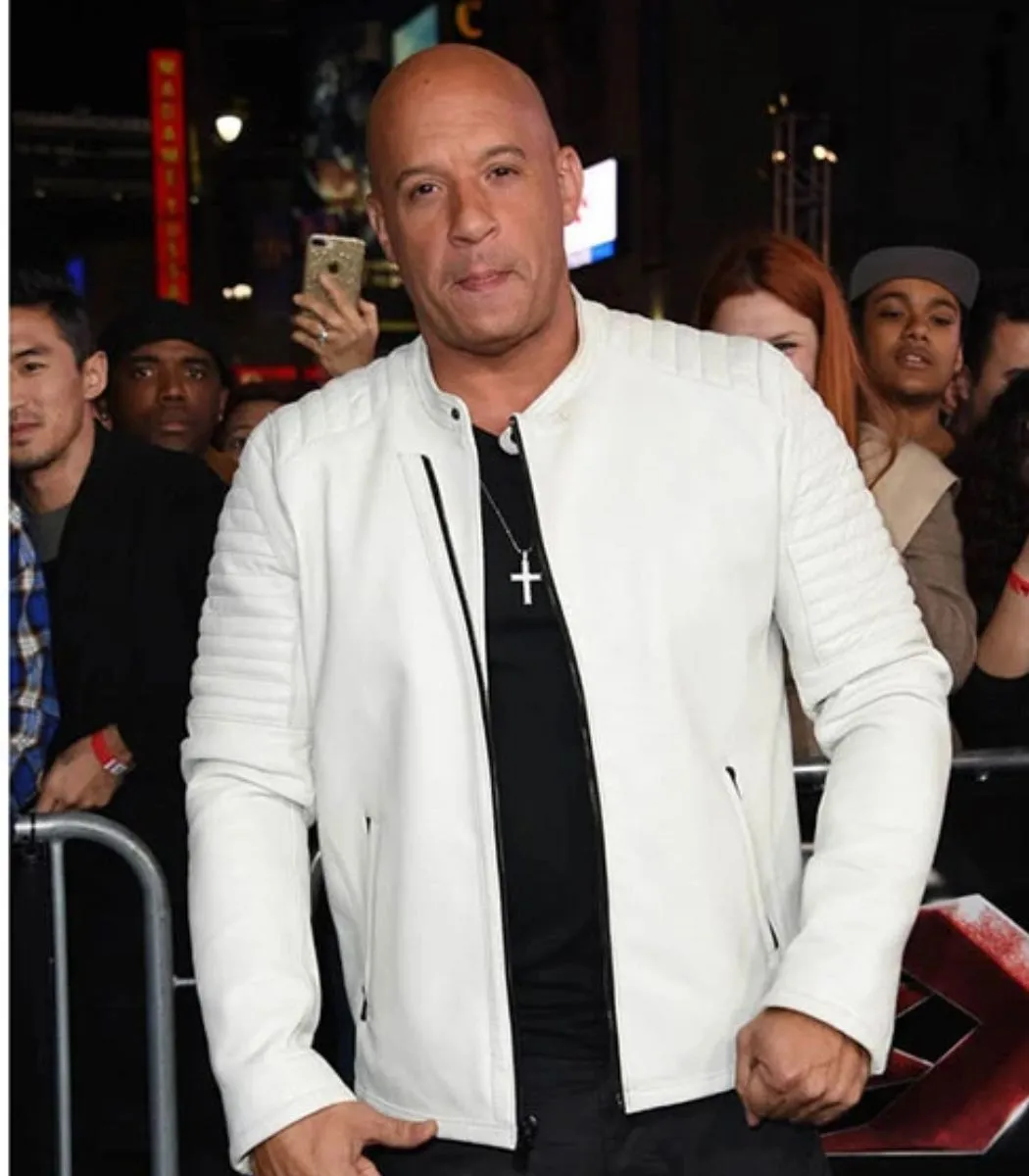 VIN DIESEL White Leather Jacket