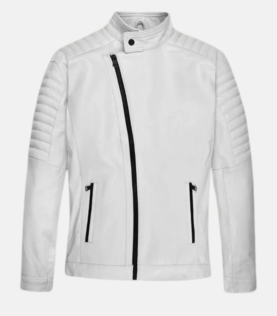 VIN DIESEL White Leather Jacket