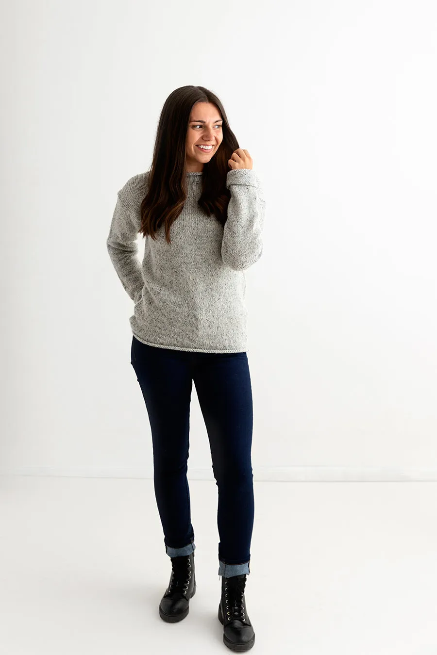 Womens Chunky cuffed jumper - limestone